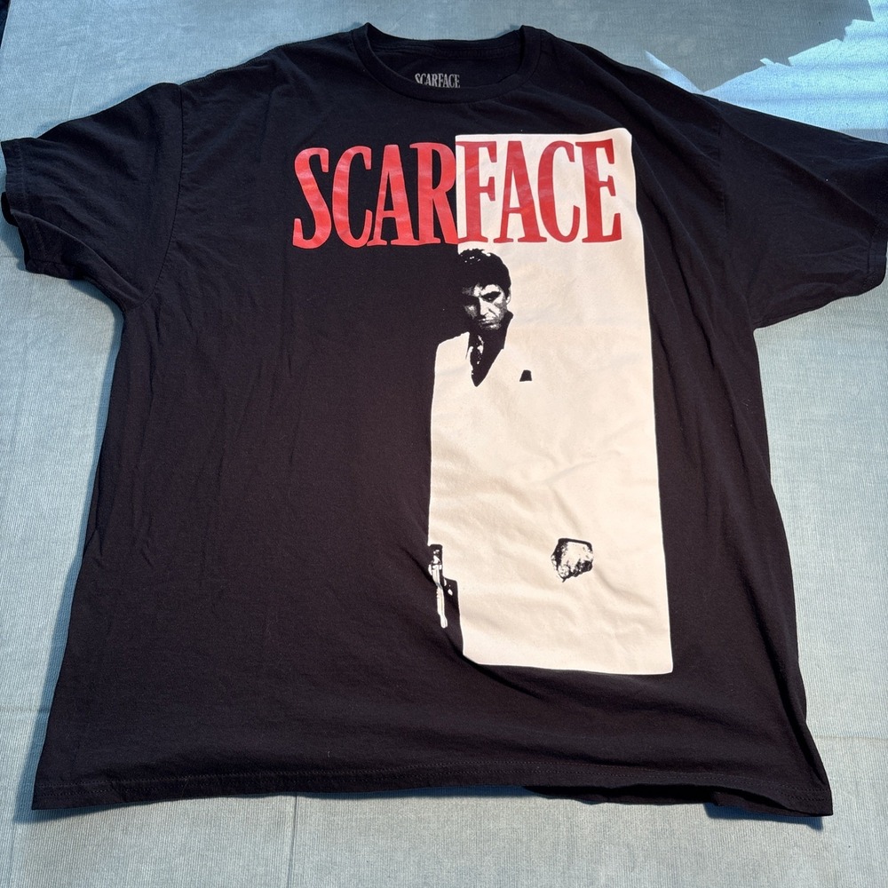 Scarface Tony Montana Graphic T-Shirt Mens XL Black Al Pacino Movie Tee
